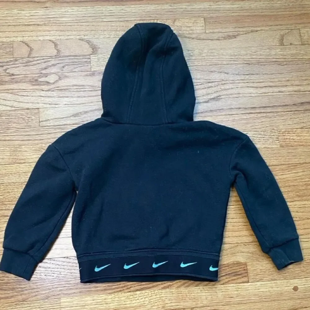 Nike Toddler Hoodie 2T Black Colorblock Split Swoosh Pullover Unisex Kids